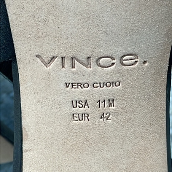 Vince Hartley Slingback Peep Toe Heels Booties Black Leather Sz 11 - Picture 15 of 16